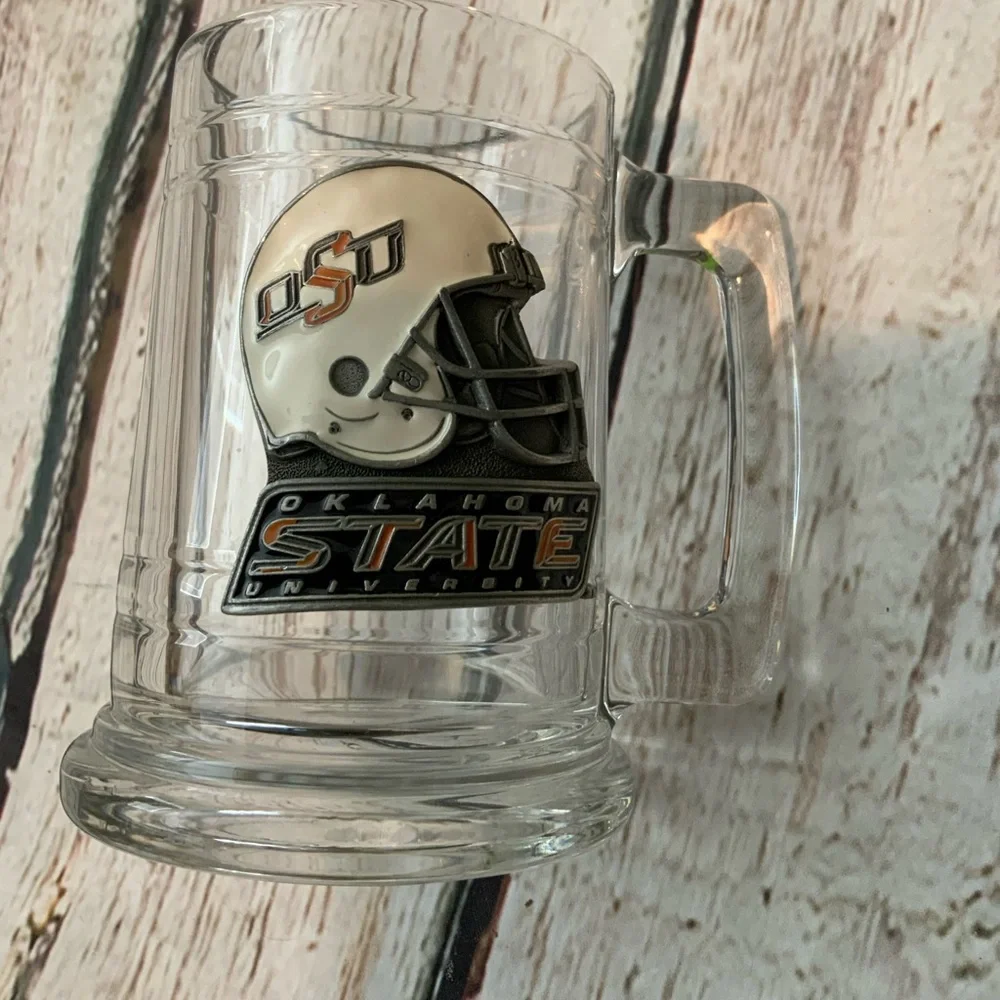 Oklahoma State Glass Pewter Beer‎ Mug Stein Tankard